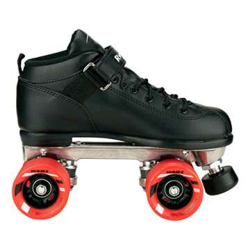 Riedell Dart Roller Skate - Quad Roller Speed Skates | Black | Size 3
