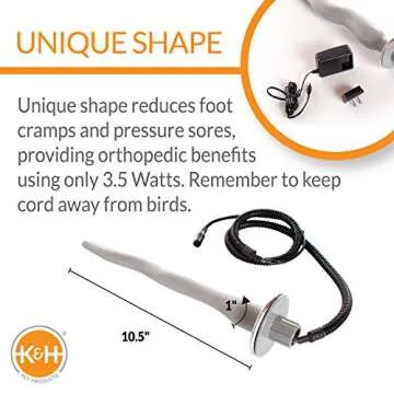 K&H Pet Products Thermo-Perch Heated Bird Perch for Bird Cage, Bird Cage Accessory, Exotic Bird Warming Perch for Small/Medium Exotic Birds Like Parakeet, Cockatiel, Canary - Small 1 X 10.5in 12V