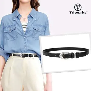 TRIWORKS 2 Pack Women Leather Belts for Fashion