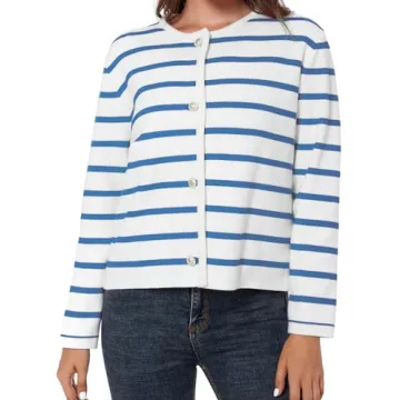 Trendy LATAHUO Striped Cardigan Sweater for Women
