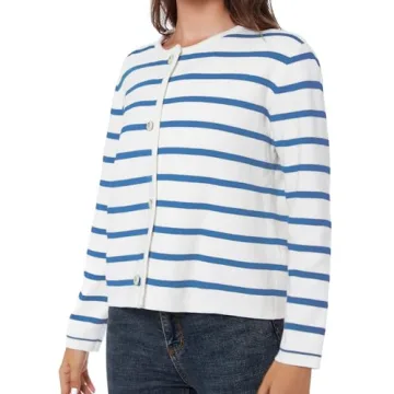Trendy LATAHUO Striped Cardigan Sweater for Women