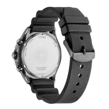Citizen Men's Eco-Drive Weekender Sport Casual, Black Stainless Steel Watch, Polyurethane Strap, Chronograph, Blue Dial (Model: AT2567-18L)