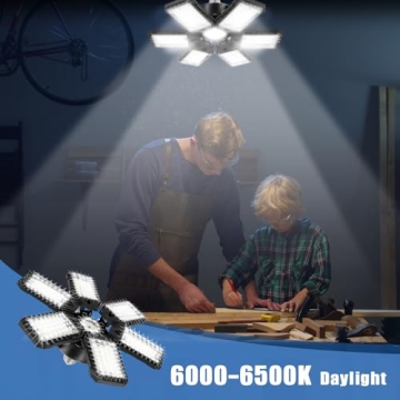 LED Garage Lights 180W 18000LM Deformable Panels for Bright Spaces