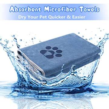 2 Pack Dog Bath Towel for Drying Dogs, Extra Large 55×27" Super Absorbent Pet Towel, Microfiber Dog Grooming Towel for Small, Medium, Large Dogs and Cats, Dog Towel Set, 140×70cm