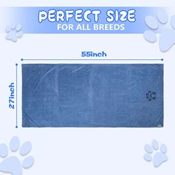 2 Pack Dog Bath Towel for Drying Dogs, Extra Large 55×27" Super Absorbent Pet Towel, Microfiber Dog Grooming Towel for Small, Medium, Large Dogs and Cats, Dog Towel Set, 140×70cm