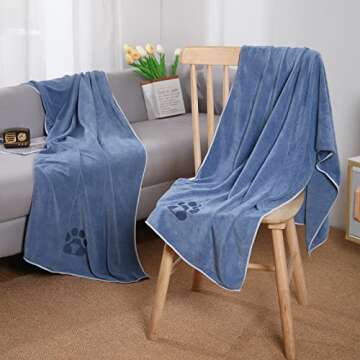 2 Pack Dog Bath Towel for Drying Dogs, Extra Large 55×27" Super Absorbent Pet Towel, Microfiber Dog Grooming Towel for Small, Medium, Large Dogs and Cats, Dog Towel Set, 140×70cm
