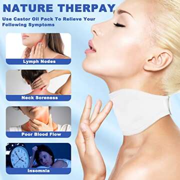 Rienkaco Castor Oil Packs Thyroid Wrap, 2PCS Reusable Castor Oil Neck Compress Packs Kit, Comfort Fit - Organic Cotton Castor Oil Packs Wrap with Less-Mess & Anti Oil Leak, Pink+White