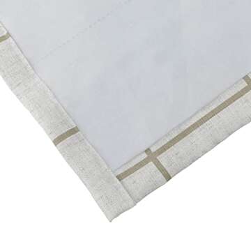 TWOPAGES Stefana Silber x Extra Long Linen Drape, Pinch Pleat Curtain, Plain Pattern White Beige Print Linen Curtain for Living Room Light Filtering Curtain, 50" W x 102 L Inch, 1 Panel Windowpane
