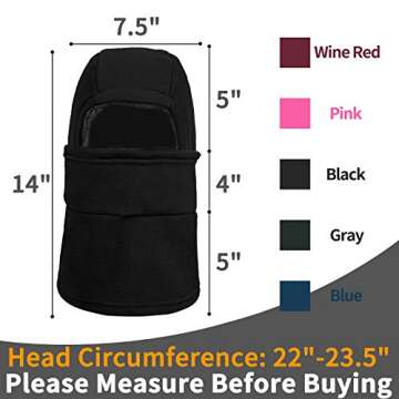 Achiou Ski Mask for Women Men, Sherpa Hood Ski Mask, Winter Balaclava Windproof Hooded Scarf Cold Weather Hat Neck Warmer Black