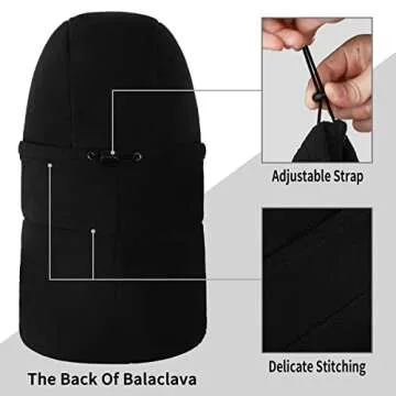 Achiou Ski Mask for Women Men, Sherpa Hood Ski Mask, Winter Balaclava Windproof Hooded Scarf Cold Weather Hat Neck Warmer Black