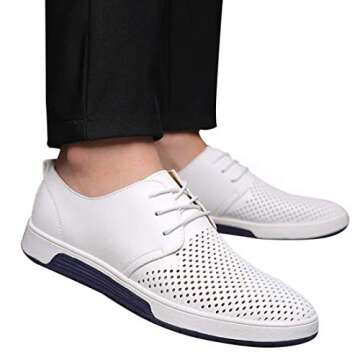 XMWEALTHY Men's British Style Flats Dress Shoes - Comfortable White2