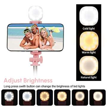 Selfie Stick & Phone Tripod,MQOUNY Portable Selfie Fill Light,Portable All-in-One Professional Travel Tripod with Remote, Compatible with Android/iPhone (Pink ONE)