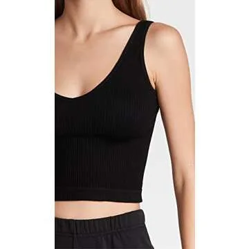 Free People Women's Solid Rib Brami, Black