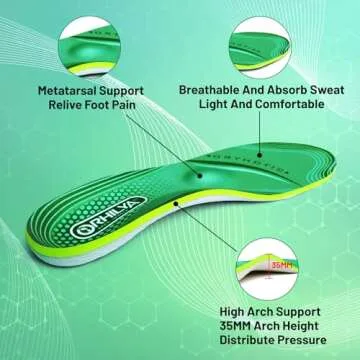 ORHILYA 220lbs+ High Arch Support Insert for Foot Pain Relief, 290MM Size 10