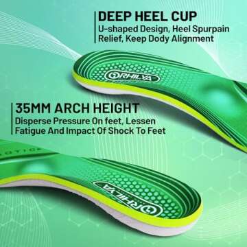 ORHILYA High Arch Support Insert for Plantar Fasciitis Relief