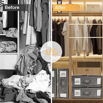 BIKTIC Foldable Bed Sheet Set Organizer,2-Pack with Zipper for Queen or King Sheets, Duvet Covers, and Pillowcases, Linen Closet Organizer for Bedding Clothes Towels