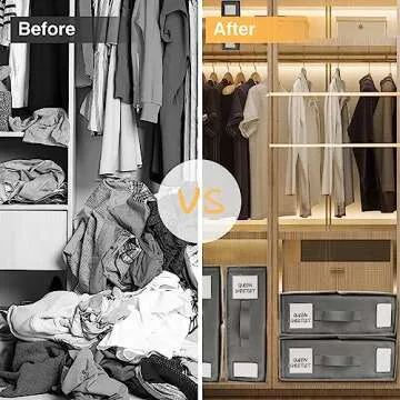 BIKTIC Foldable Bed Sheet Set Organizer,2-Pack with Zipper for Queen or King Sheets, Duvet Covers, and Pillowcases, Linen Closet Organizer for Bedding Clothes Towels