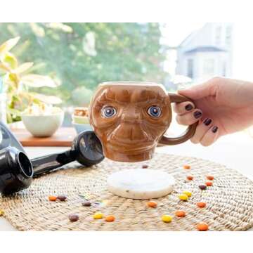 E.T. The Extra-Terrestrial Face 3D Sculpted Ceramic Mug | Large Coffee Cup For Tea, Espresso, Cocoa | Holds 20 Ounces