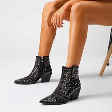 Stylish ISNOM Rhinestone Boots for Every Occasion