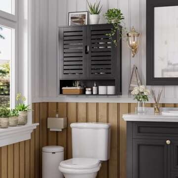SMIBUY Bathroom Cabinet Wall Mounted, Bamboo Over-The-Toilet Storage Organizer, Space Saver Medicine...