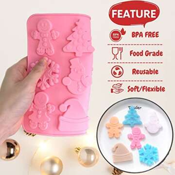 Orapink 1 Pieces Silicone Christmas Chocolate Molds Gingerbead Man,Christmas Tree,Snowflake,Snowman ...