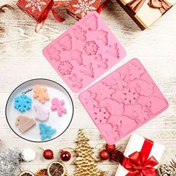 Orapink 1 Pieces Silicone Christmas Chocolate Molds Gingerbead Man,Christmas Tree,Snowflake,Snowman and Christmas Hat Shape 3D Chocolate Candy Moulds for Holiday Baking