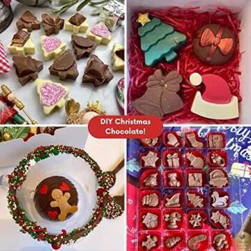 Orapink 1 Pieces Silicone Christmas Chocolate Molds Gingerbead Man,Christmas Tree,Snowflake,Snowman and Christmas Hat Shape 3D Chocolate Candy Moulds for Holiday Baking