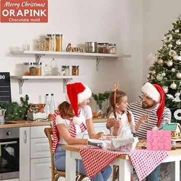 Orapink 1 Pieces Silicone Christmas Chocolate Molds Gingerbead Man,Christmas Tree,Snowflake,Snowman and Christmas Hat Shape 3D Chocolate Candy Moulds for Holiday Baking
