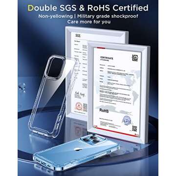 Humixx 𝟐𝟎𝟐𝟐 𝐔𝗽𝗴𝗿𝗮𝗱𝗲𝗱 for iPhone 13 Pro Case with 2X Screen Protector, [Fully Protective][Never Yellow] Shockproof Protection Crystal Clear Phone Cover Slim Case 6.1" with Lanyard Strap