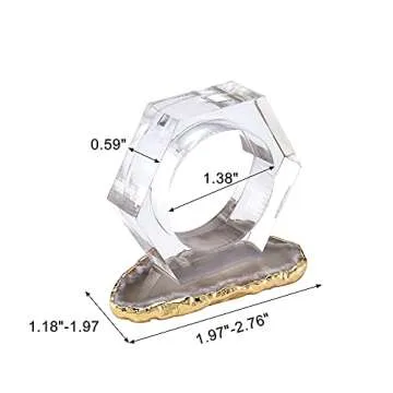 WarmHut Napkin Rings Set - Unique Agate Slice Holders