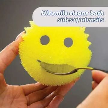 Scrub Daddy Original Dish Sponge Twin Pack, Smiley Face Sponges for Cleaning & Washing Up - Multipack Kitchen Non Scratch Scourers with FlexTexture Firm & Soft Scrubbing, Dishwashing Scrubber - Yellow