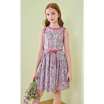 Summer Floral Cotton Girls Dress SOLOCOTE 3-12Y