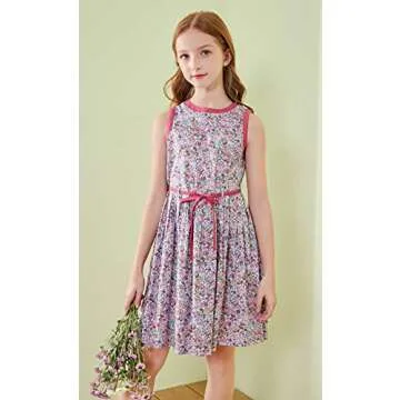 Summer Floral Cotton Girls Dress SOLOCOTE 3-12Y