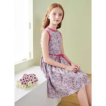 Summer Floral Cotton Girls Dress SOLOCOTE 3-12Y