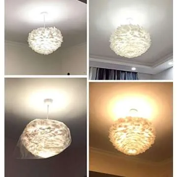 Surpars House White Feather Chandelier Beautiful Pendant Light for Bedroom,Living Room,Girls Room