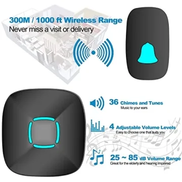 Wireless Waterproof Doorbell Kit - Lovin Black