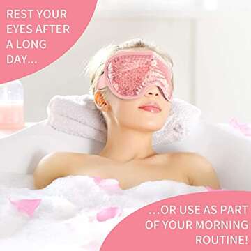 Cooling Eye Mask with Gel Bead, Reusable Cold Compress Ice Pack Sleeping Eye Cooling Pads for After Eyelid Surgery, Puffiness, Puffy Eyes, Headache, Migraine Relief (Pink)