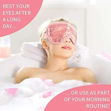 Cooling Eye Mask with Gel Bead, Reusable Cold Compress Ice Pack Sleeping Eye Cooling Pads for After Eyelid Surgery, Puffiness, Puffy Eyes, Headache, Migraine Relief (Pink)