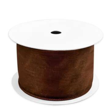 Brown Sheer Organza Ribbon for Wreath Bow 25 Yards