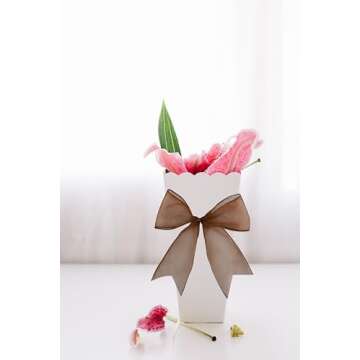 Brown Sheer Organza Ribbon for Wreath Bow 25 Yards