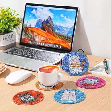 Cat Diamond Painting Coasters - DIY Kits for All Ages