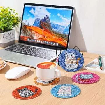 Cat Diamond Painting Coasters - DIY Kits for All Ages