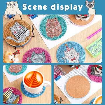 Cat Diamond Painting Coasters - DIY Kits for All Ages