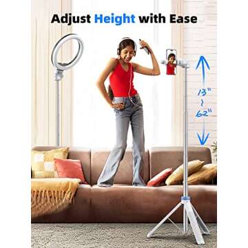 Kaiess 62" Tripod for iPhone, Selfie Stick Tripod & Phone Tripod Stand with Remote, Cell Phone Tripod for iPhone, Extendable Travel Tripod, Compatible with iPhone 15/14/13 Pro Max/Android (White)