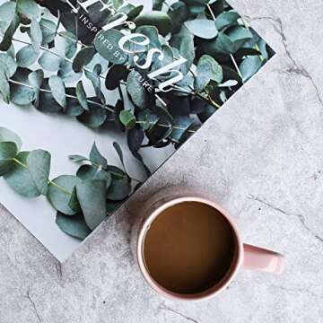 Bosmarlin Glossy Ceramic Coffee Mugs Set of 2, Tea Cup for Office and Home, 18 oz, Suitable for Dishwasher and Microwave(Pink, 2)