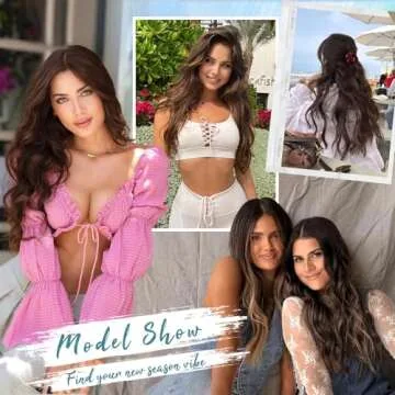 KooKaStyle Clip in Synthetic Hair Extensions Long Wavy 4PCS Thick Hairpieces Chestnut Brown Fiber Double Weft Natural Hair Extensions 20 Inch for Women