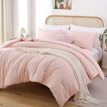 ROSGONIA Blush Full Size Comforter Set with Pillowcases