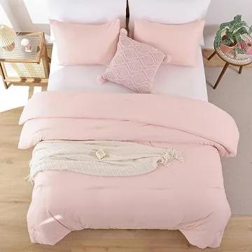 ROSGONIA Blush Full Size Comforter Set with Pillowcases