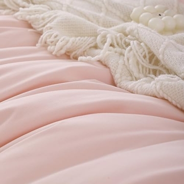 ROSGONIA Blush Full Size Comforter Set with Pillowcases