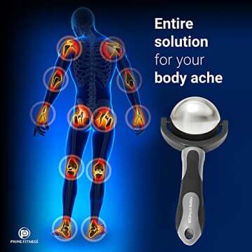 PRIME Fitness Cold Massage Roller Ball | Cold Therapy | Ice Roller Ball with Handle | cryo Stick | Relieve Muscle Pain (Black)